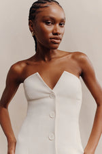 Amura Strapless Button Up Mini Dress Cream