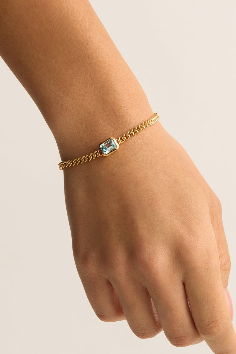 18k Gold Vermeil Calm Your Soul Topaz Curb Bracelet