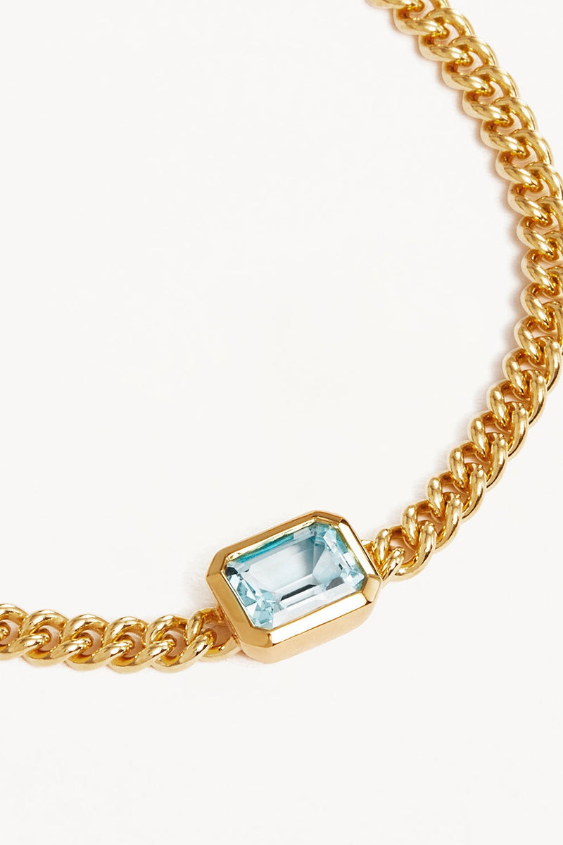 18k Gold Vermeil Calm Your Soul Topaz Curb Bracelet