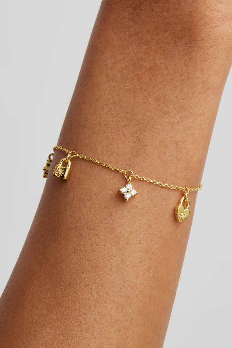 18k Gold Vermeil Love Unlocked Charm Bracelet