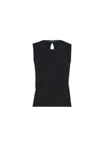 Back Cut Out Mini Rib Tank Black