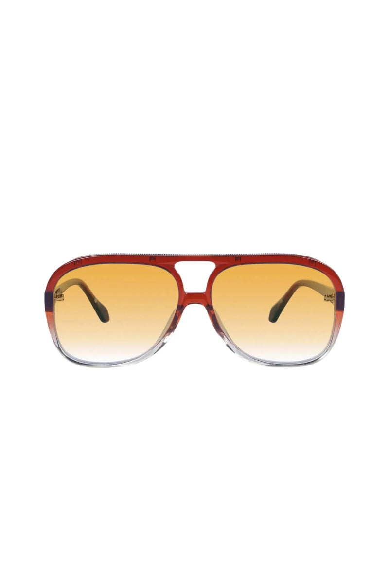 Bang Bang Burnt Orange Fade to Crystal w. Gold Metal / Orange Gradient Lens