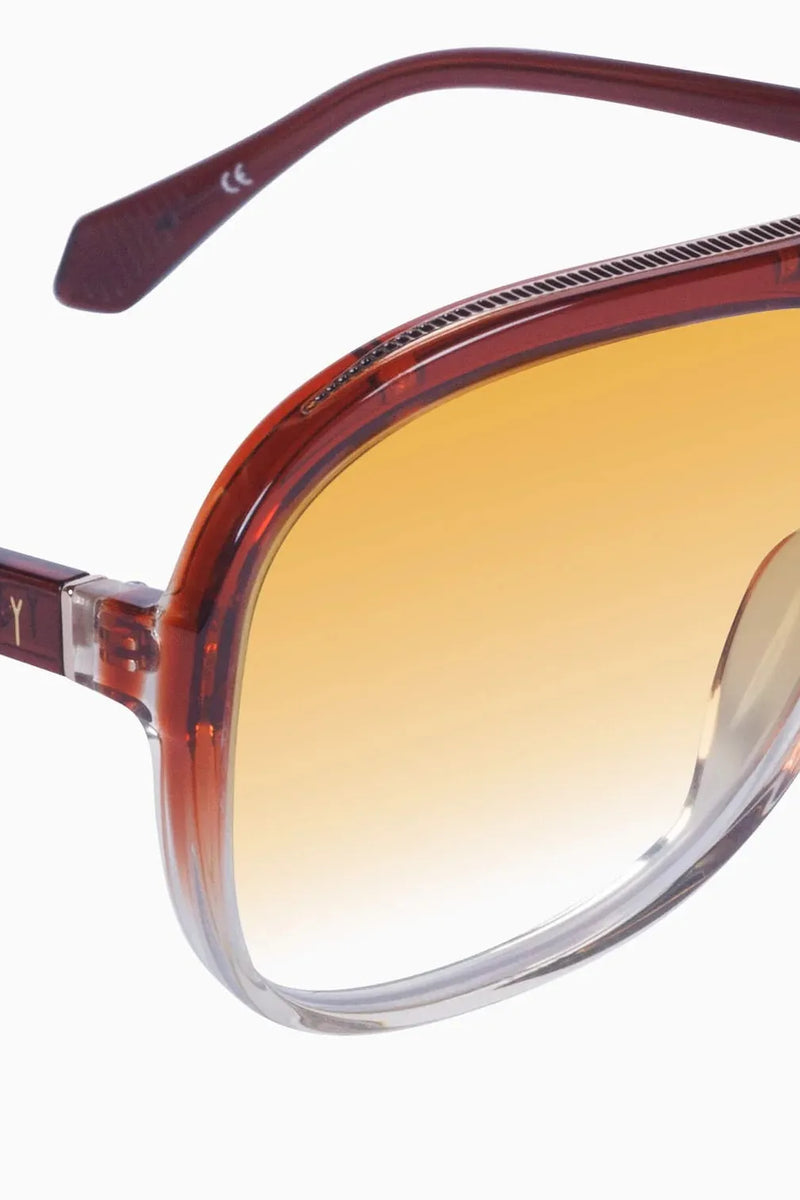 Bang Bang Burnt Orange Fade to Crystal w. Gold Metal / Orange Gradient Lens