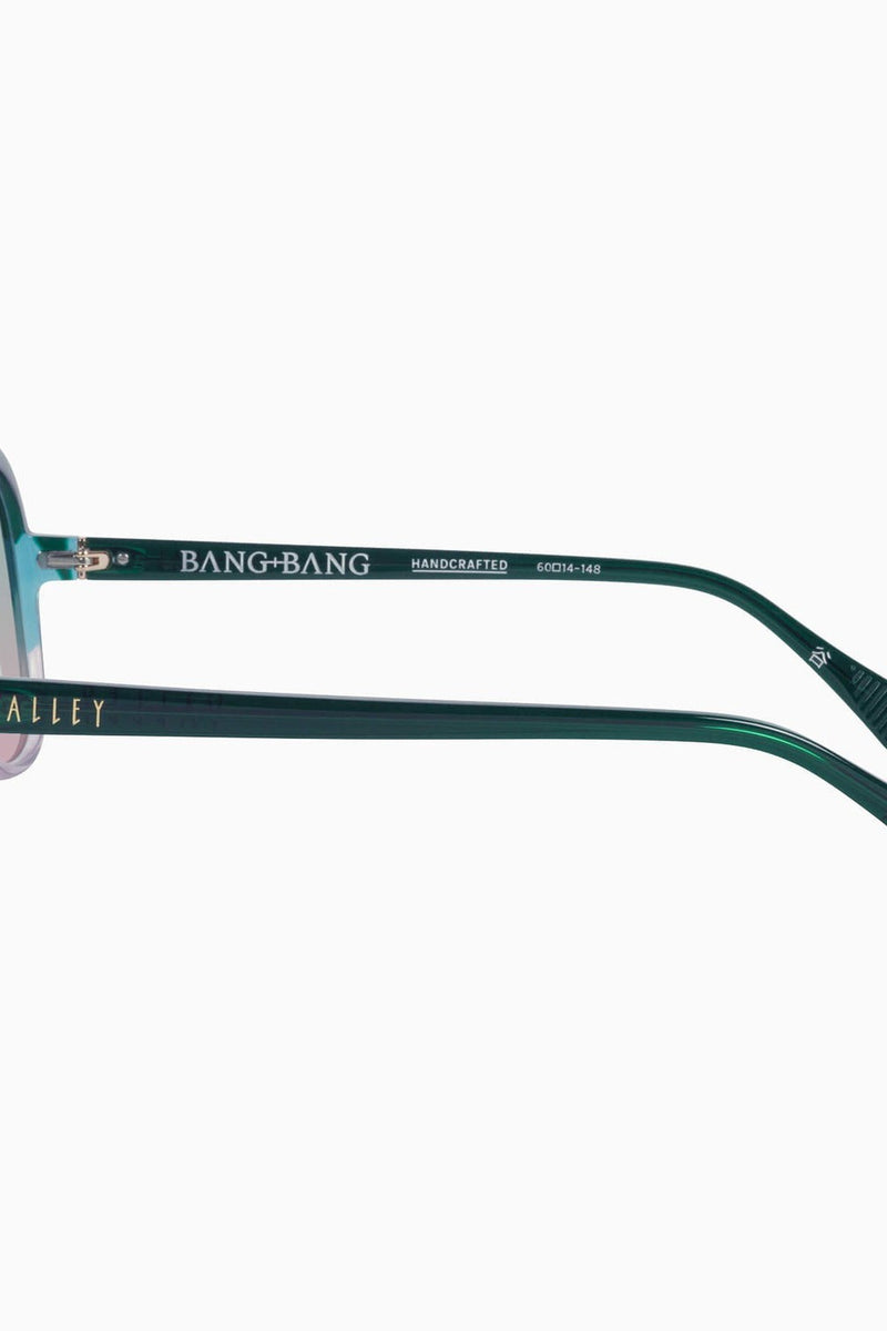 Bang Bang Forest Green Fade To Rose w. Gold Metal / Olive To Rose Gradient Lens