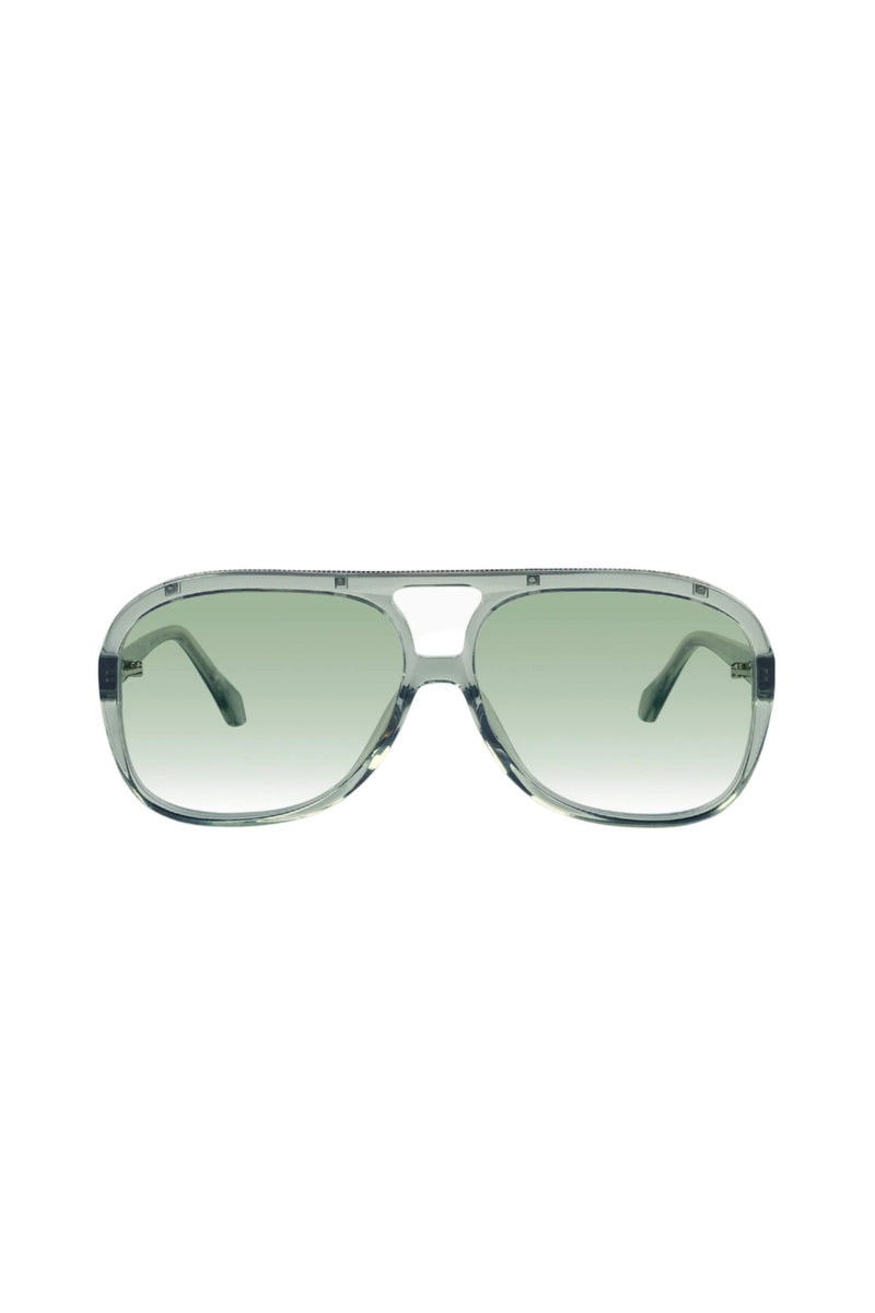 Bang Bang Transparent Sage w. Matte Silver Metal / Light Green Gradient Lens