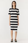 Stripe Side Split S/S Dress Black/White