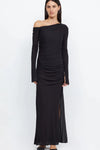 Monette Asym Long Sleeve Maxi Dress Black