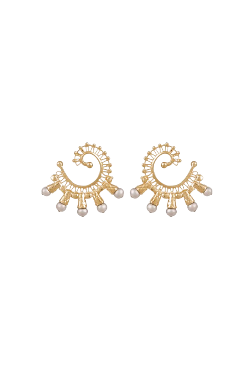Epique Earrings Gold Grey Mother-of-pearl