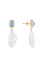 Blue Topaz Keshi Drops Gold