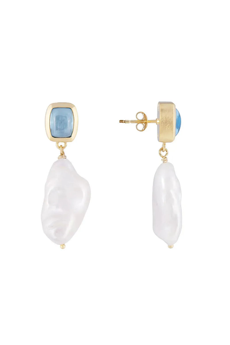 Blue Topaz Keshi Drops Gold