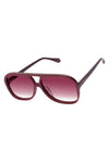 Aviator sunglasses with a gradient pink lens on a white background