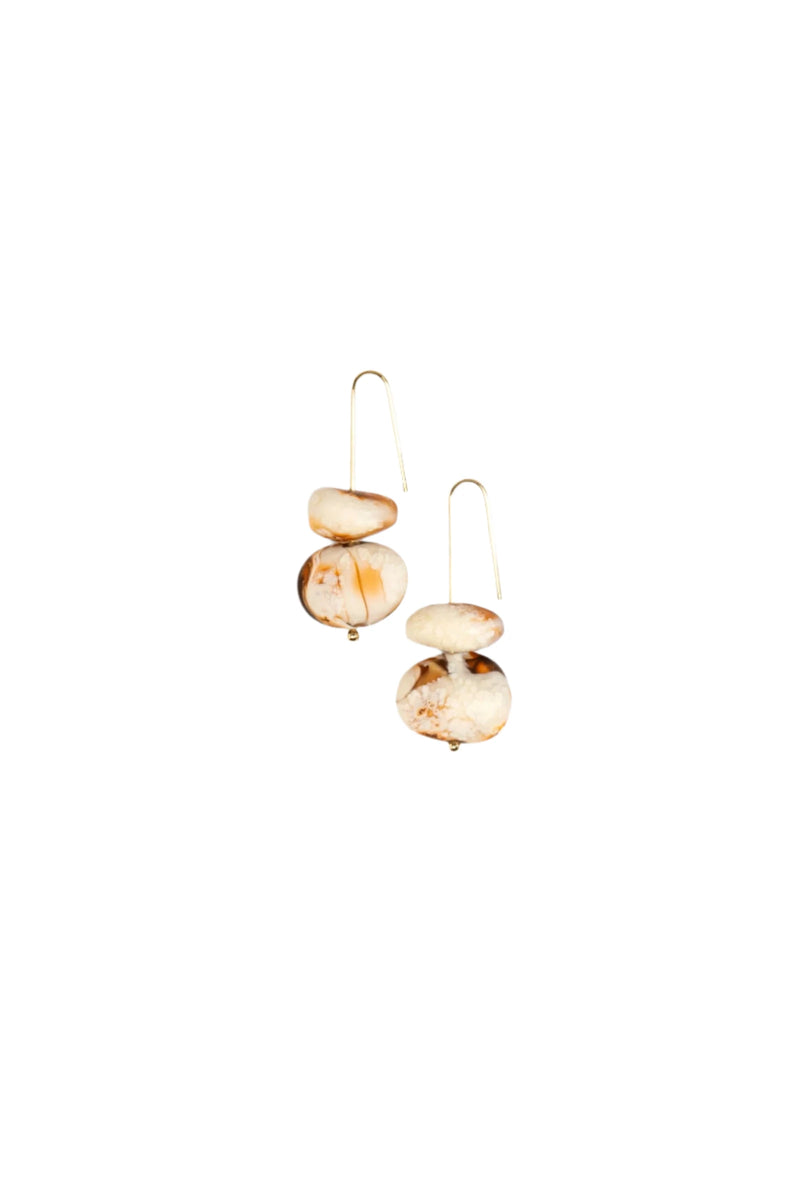 Pair of gold earrings on a white background