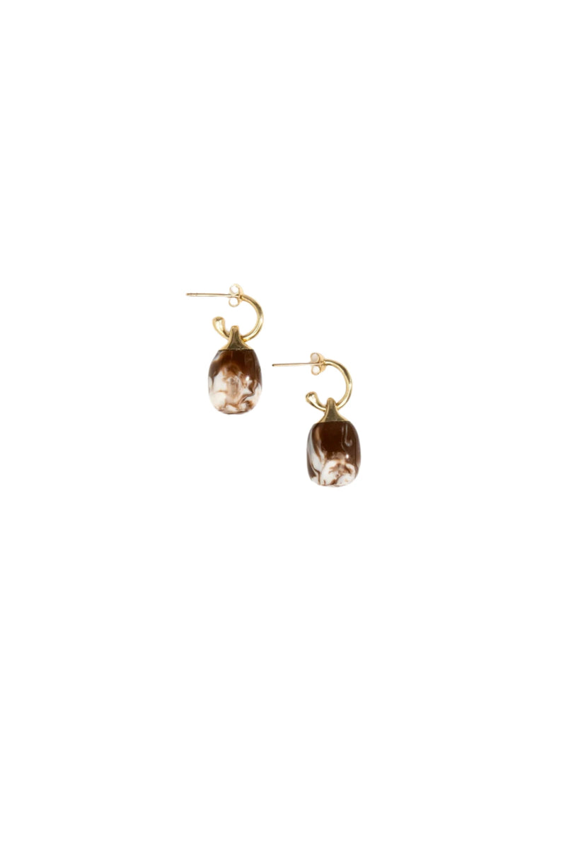 Small River Rock Hoop Earring Cappuccino Brass