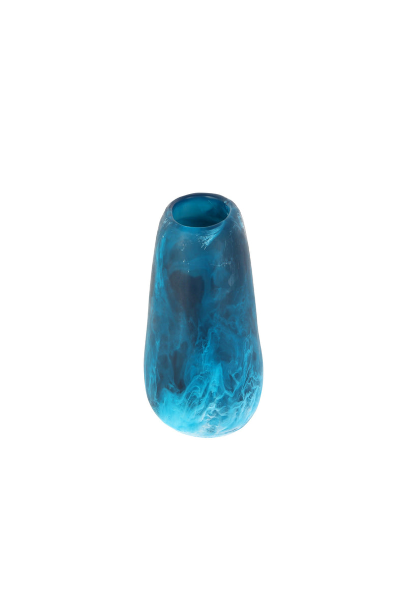 Large Resin Pebble Vase Moody Blue