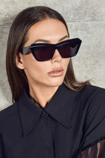 Piaf Gloss Black w. Silver Metal / Black Lens