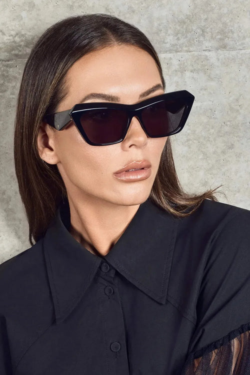 Piaf Gloss Black w. Silver Metal / Black Lens