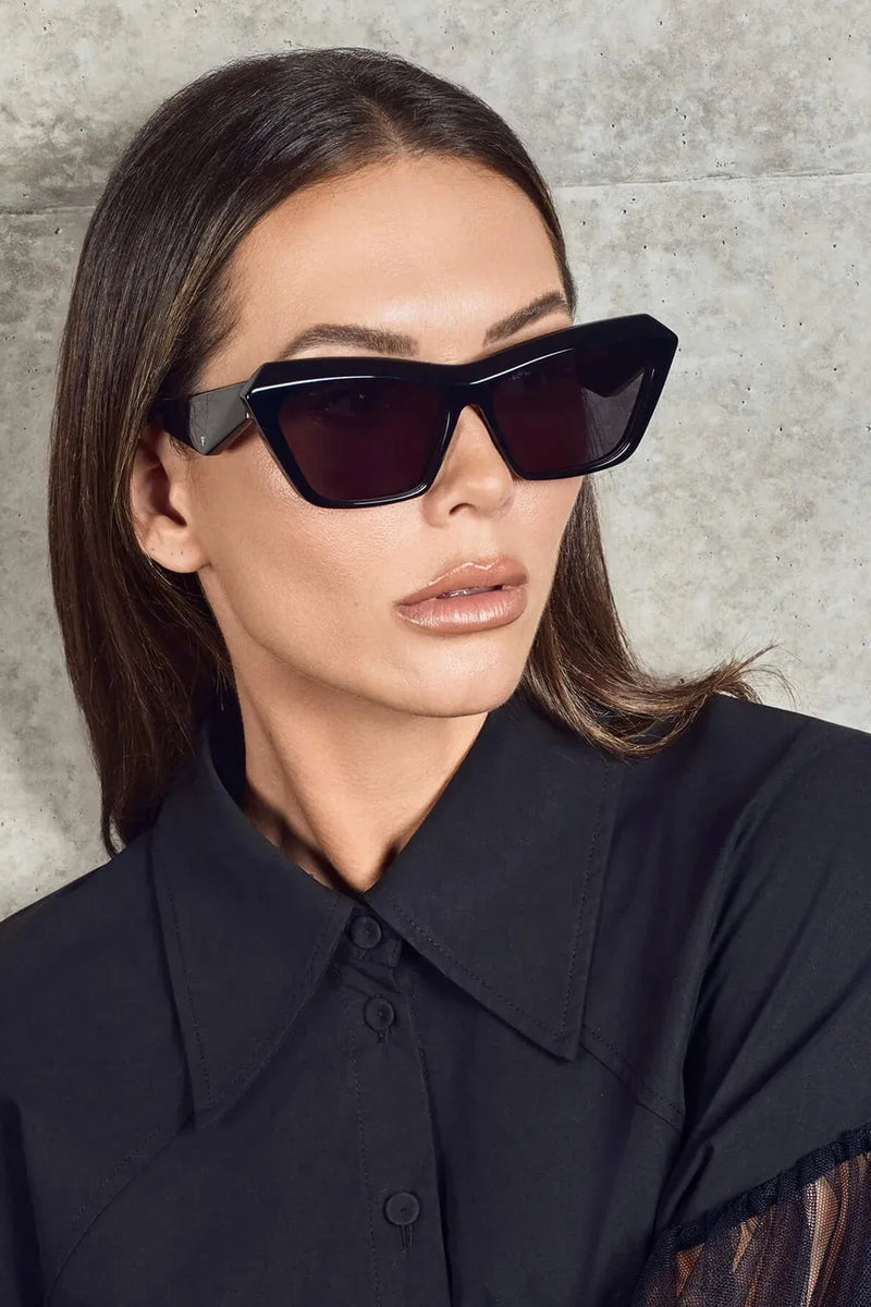 Piaf Gloss Black w. Silver Metal / Black Lens