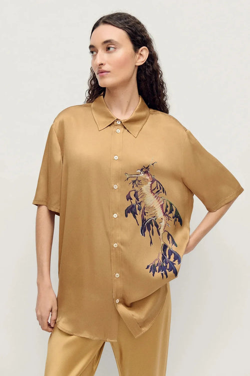 Short Sleeve Boyfriend Shirt Seahorse