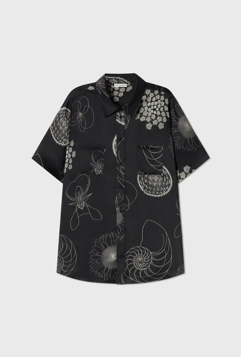 Short Sleeve Boyfriend Shirt Fibonacci Black