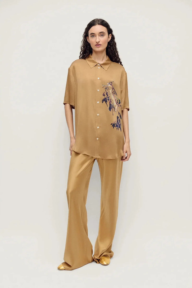 Short Sleeve Boyfriend Shirt Seahorse