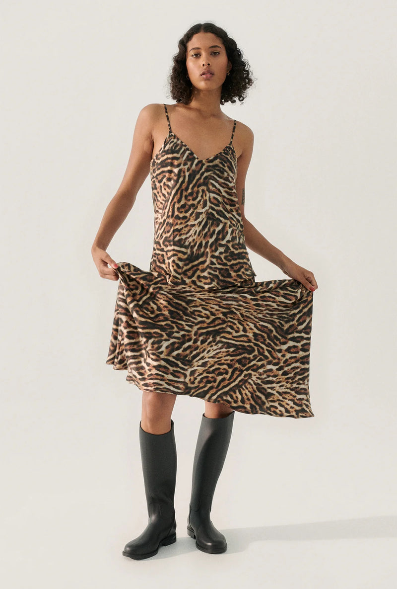 Long Bias Cut Skirt Leopard