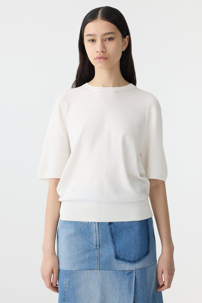 Mercerised Cotton Knit T.Shirt Natural