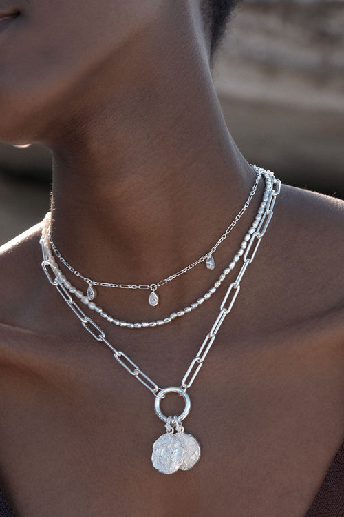 Sterling Silver 18" With Love Annex Link Necklace