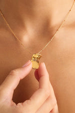 18k Gold Vermeil Rectangular Lotus Locket Pendant