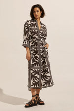 Pinpoint Dress Frond Choc