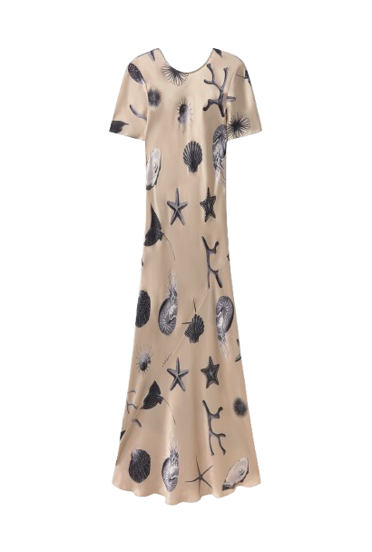 Short Sleeve Bias Dress Seashells