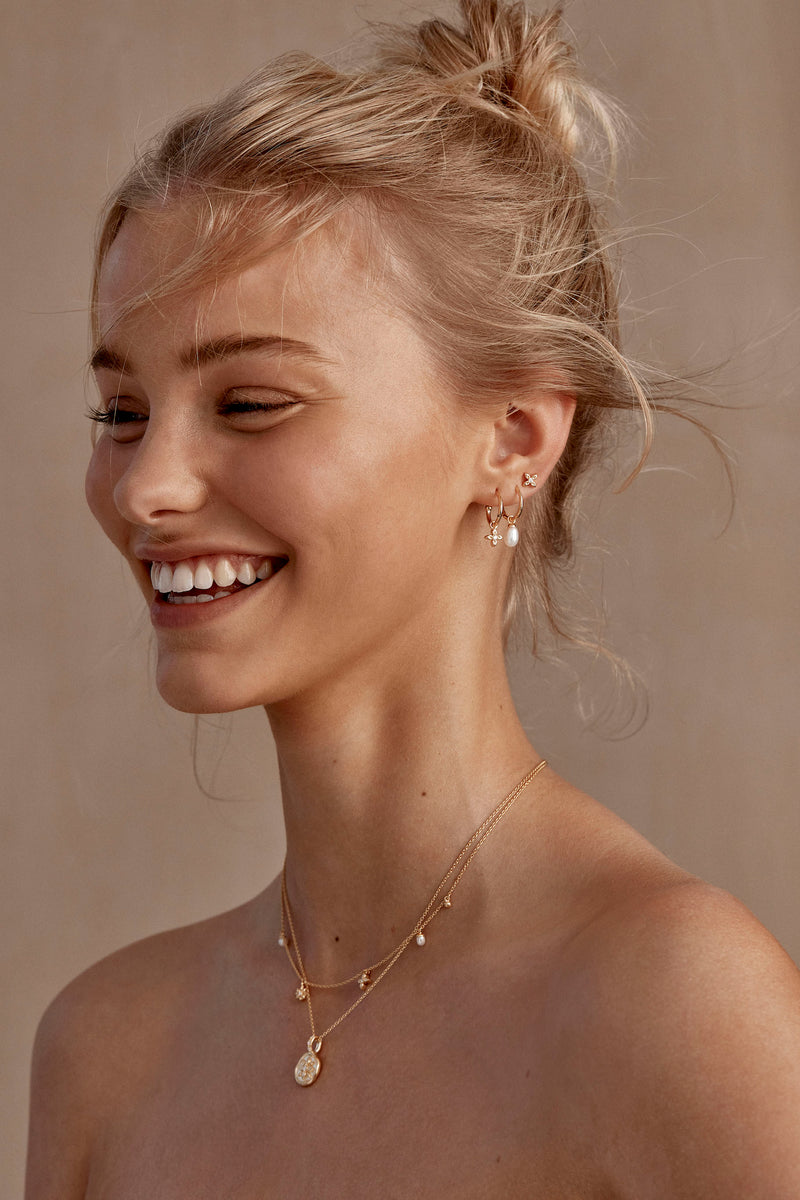 Lotus Hoop Earring Gold