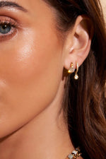 Rhodes Gold Earrings Clear Stone