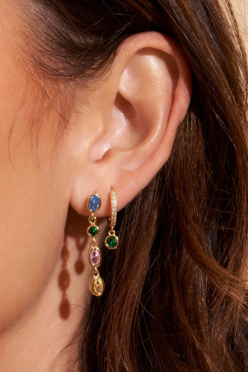 Rhodes Gold Earrings Emerald