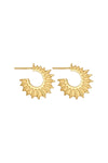 Gold hoop earrings on a white background
