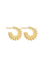 Gold hoop earrings on a white background