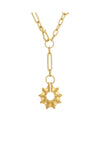 Gold necklace with a star-shaped pendant on a white background