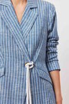 Panama Linen Viscose Blazer in Del Mar Stripe