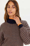 Castilla Clementine Knit Crew Navy/Tan