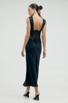 Visions Lace Deep V Maxi Dress Ebony