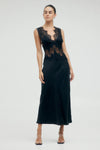Visions Lace Deep V Maxi Dress Ebony