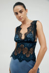 Visions Lace Deep V Maxi Dress Sapphire