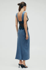 Visions Lace Deep V Maxi Dress Sapphire