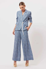 Panama Linen Viscose Blazer in Del Mar Stripe