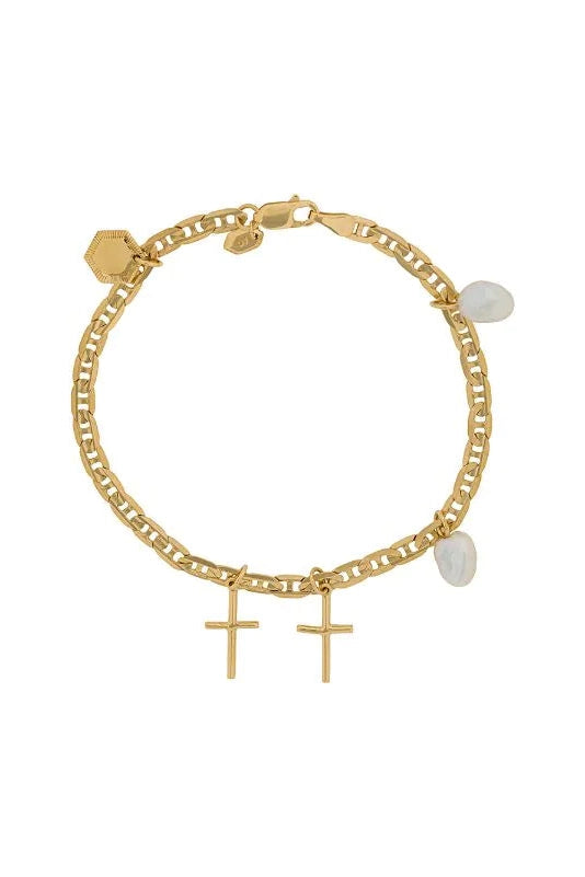Cross Charm Bracelet Gold