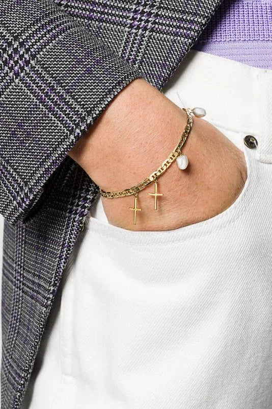 Gold bracelet 2025 with cross charm
