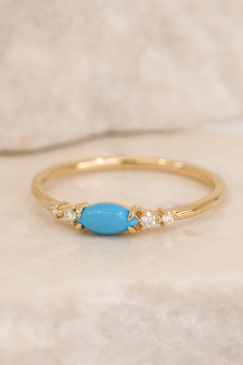 14k Gold December Turquoise Birthstone Ring