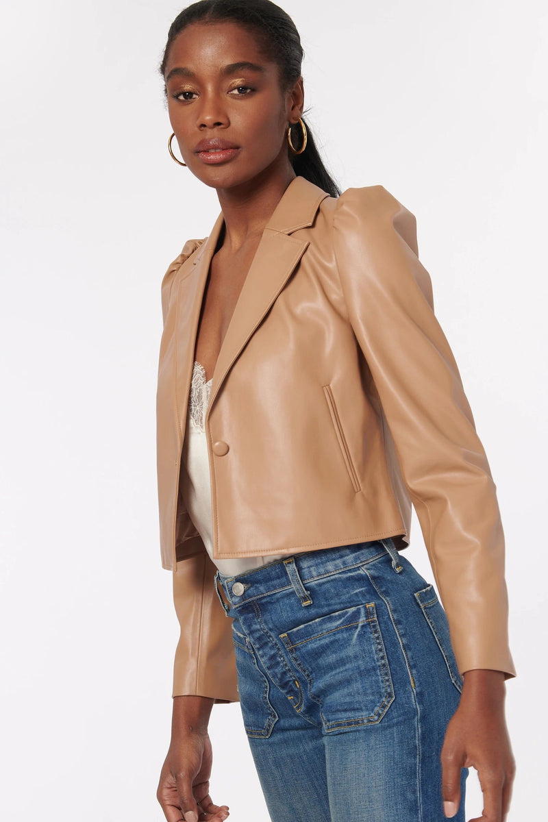 Tan vegan top leather jacket