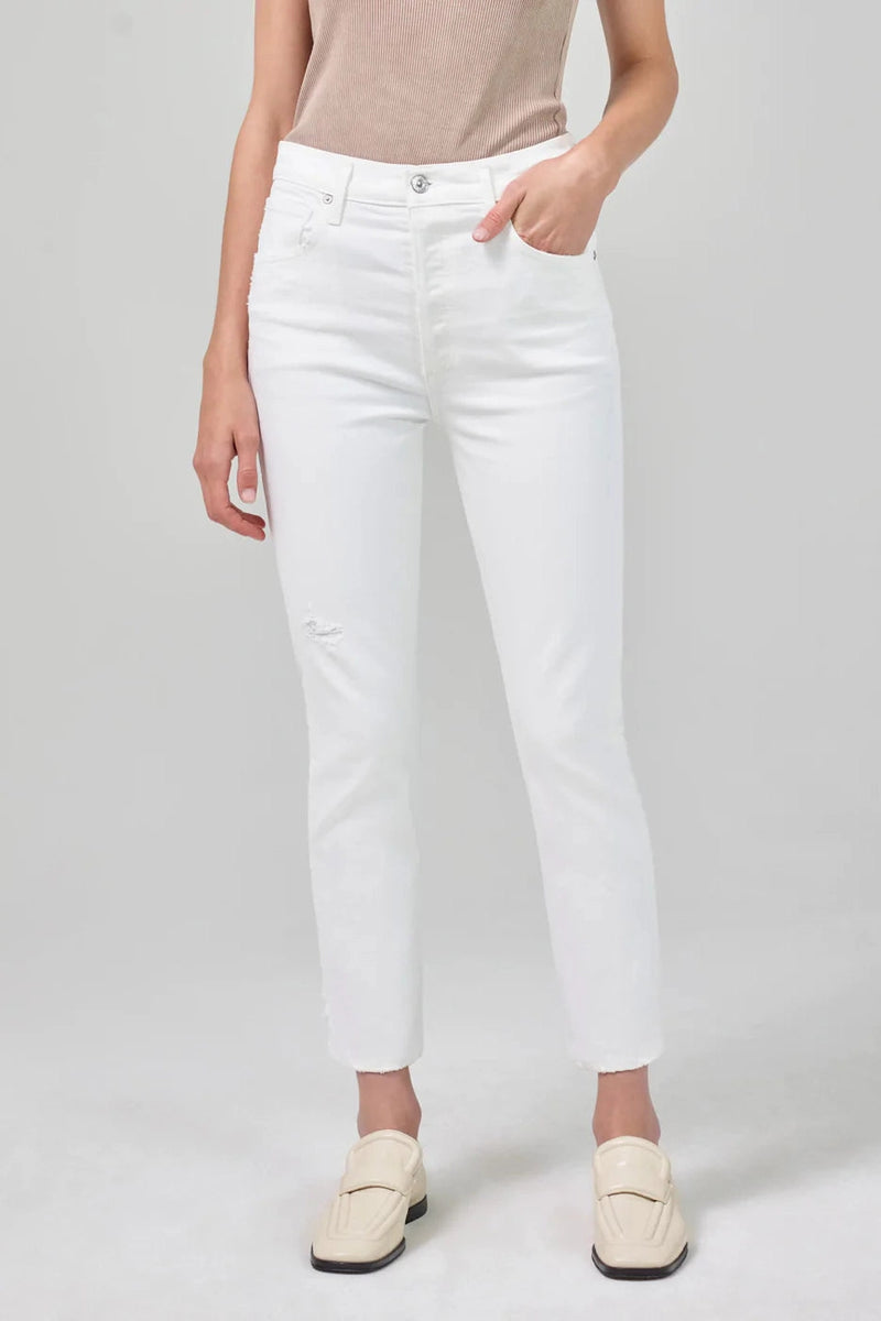 Jolene High Rise Vintage Slim in White Out