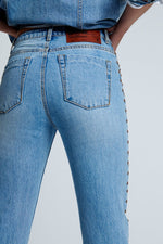 Studded High Waist Awesome Baggies Denim Jeans Ocean
