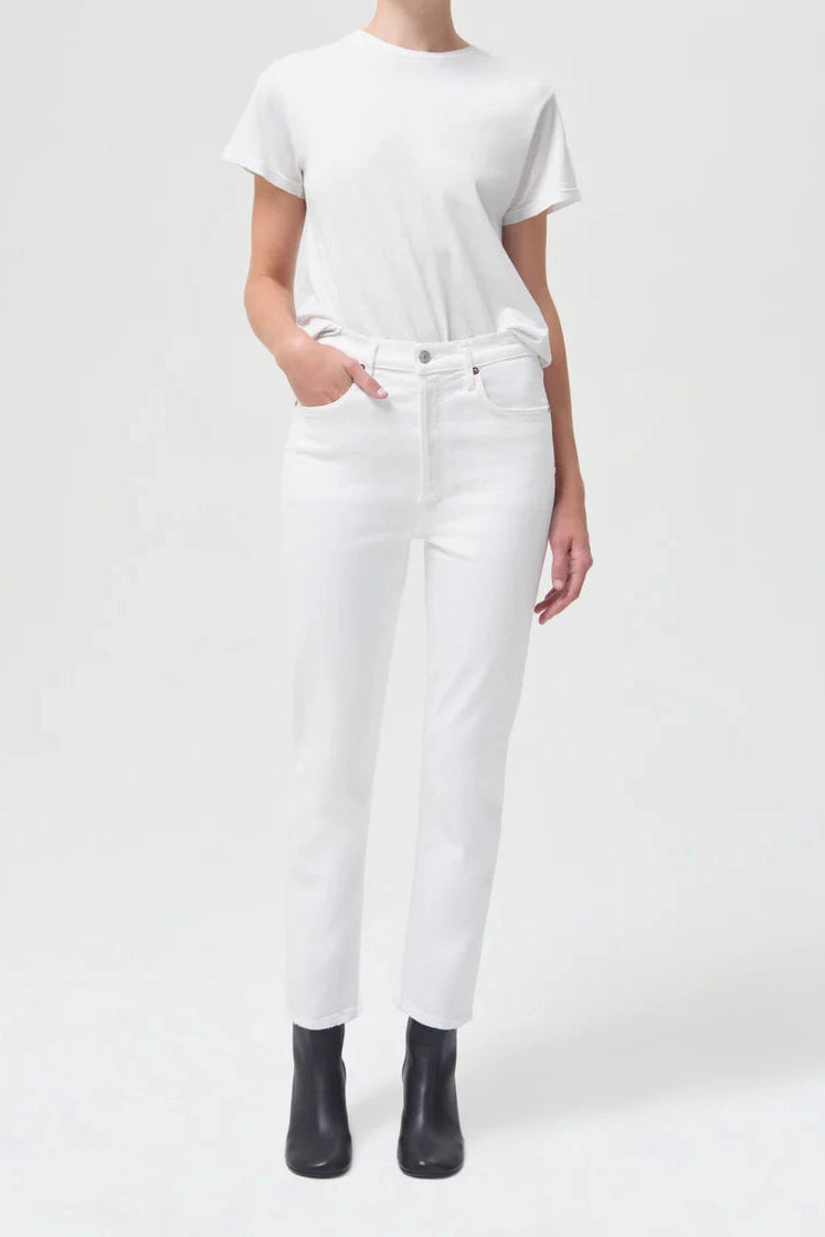 Riley High Rise Straight Crop Stretch in Whip